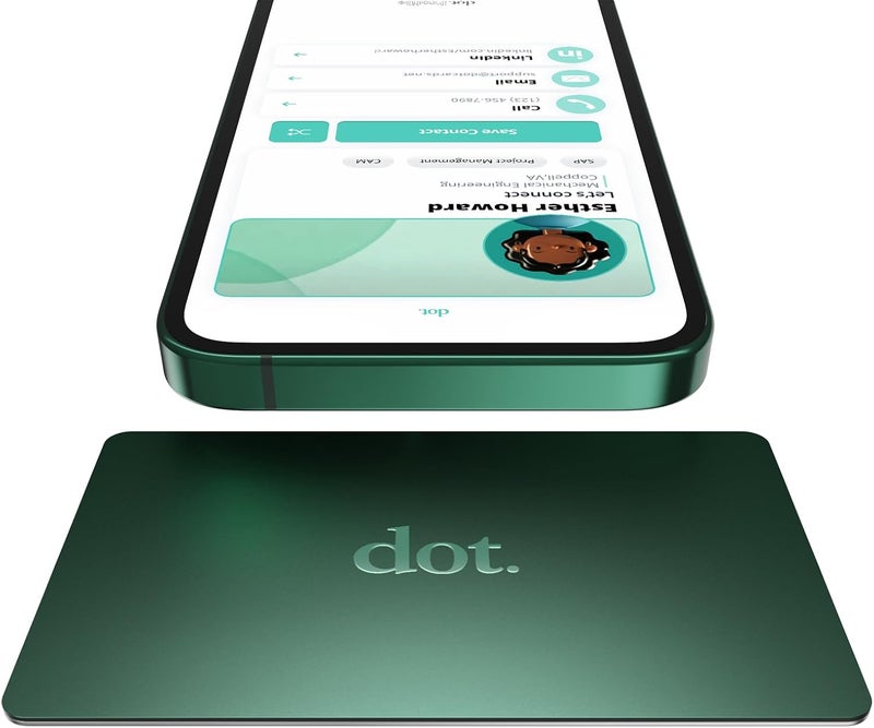 Dot . Card Metal - Digital Business Card - Tap Compatible with iPhone & Android (Green) - Image 1